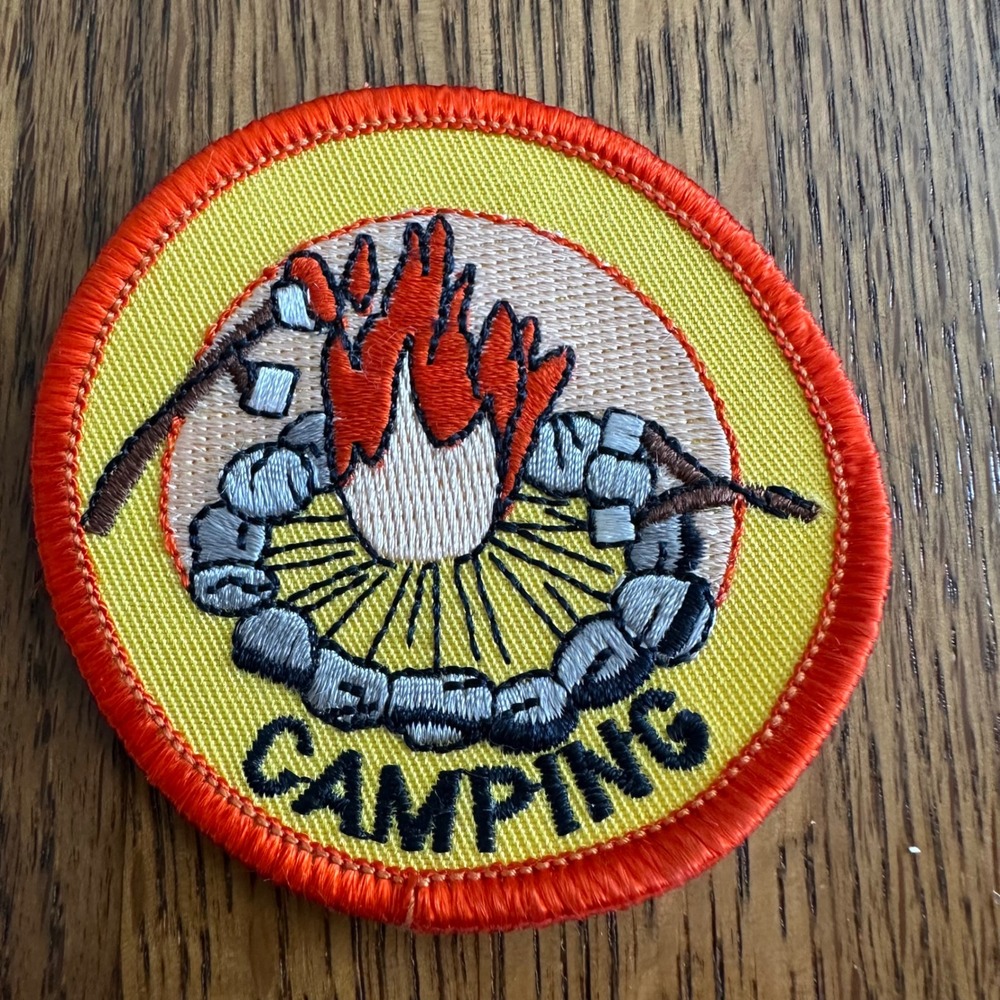 Unbranded Camping Patch Unisex OS‎ Yellow Campfire Marshmallow Embroidered